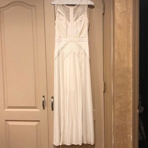 BCBG Ivory laced evening gown with tinges of blush